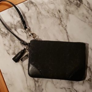 Coach metallic canvas wristlet